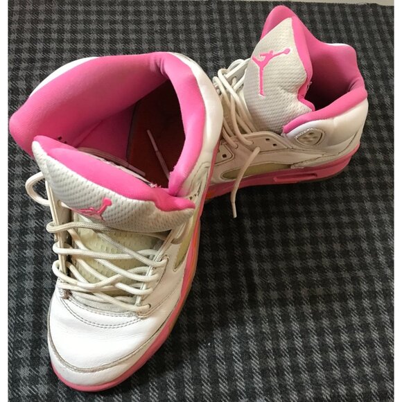 Nike Air Jordan 5 Retro GS White / Pink / Orange High-Top Sneakers Size 6Y Youth - Picture 3 of 9